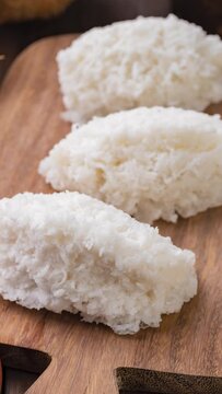 Cocada, traditional latin american coconut candy with grated coconut