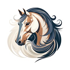 Horse head with long mane. Vector illustration