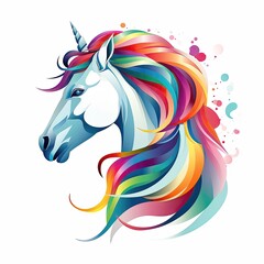 Obraz na płótnie Canvas Unicorn head with colorful rainbow mane. Vector illustration