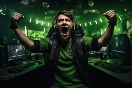 Professional eSport Gamer after Winning Game Generative AI