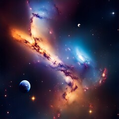 background space, universe, galaxies, planets generated ai