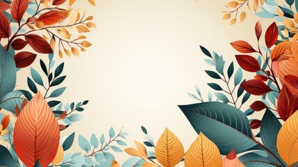 Vector illustration in simple flat style with copy spacec background with flowers text space