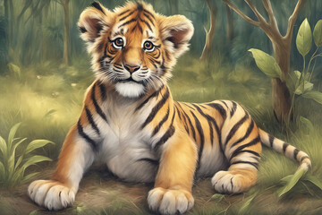 illustration of cute tiger