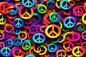 colorful peace symbol on a black background