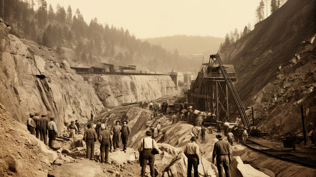 Historic Black and White Photos of Early Mining Operations 