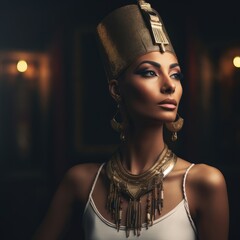 Queen Nefertiti Of Egypt In Her Elegant Regal Attire, Exuding Beauty And Grace. Generative AI - obrazy, fototapety, plakaty