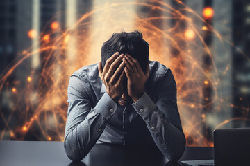 Gripping image of a person with their head in hands, demonstrating high stress levels and the physical toll of anxiety disorders