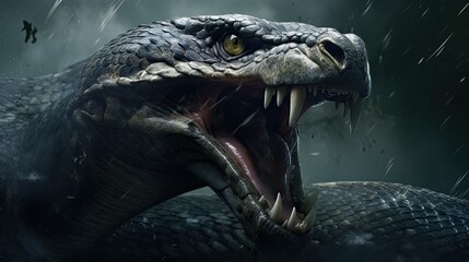 Wrath of the Anaconda: Giant Snake Unleashed, Angry and Scary, Generative AI