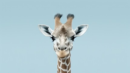 Obraz premium a close up of a giraffe's face with a sky background. generative ai