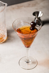 Alcoholic classic Bourbon whiskey Manhattan Cocktail	