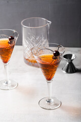 Alcoholic classic Bourbon whiskey Manhattan Cocktail	