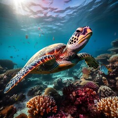 Fototapeta na wymiar Hawaiian Green Sea Turtle (Chelonia mydas)