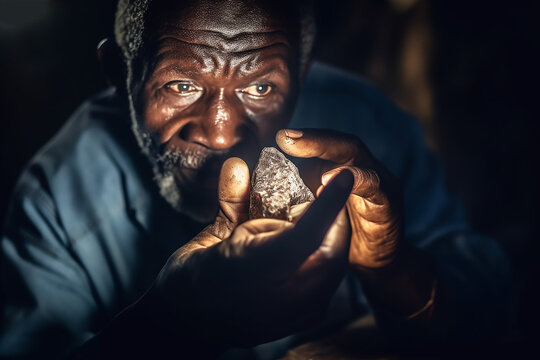illustration of a person mining raw diamond