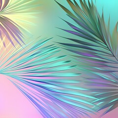 Abstract background of pastel bright colors with palm, futuristic and hologram concept.