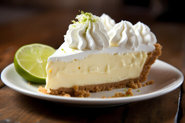 Key Lime Pie - United States - Refreshing pie made with key lime juice and a graham cracker crust (Generative AI)