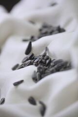 Sunflower Seeds On A White Cloth