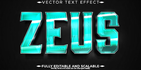 Zeus lightning text effect, editable gaming and storm text style - obrazy, fototapety, plakaty