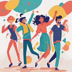Fototapeta na wymiar happy people dancing with party, celebrating and celebrating vector