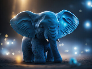 blue baby elephant bokeh lens flare. ai generative