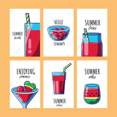 Summer cards collection with watermelon elements