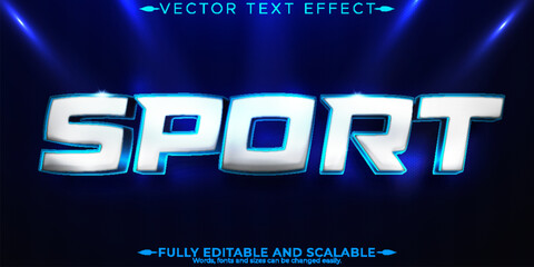 Sport text effect, editable metallic and shiny text style