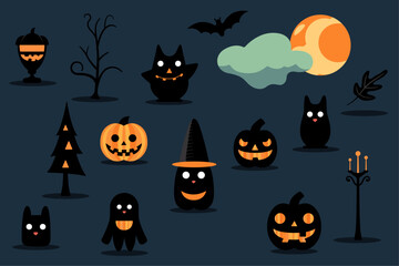 Cartoon Flat Halloween Decoration Collection