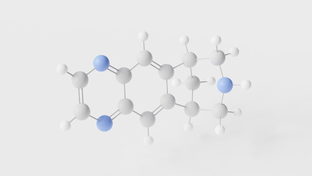 varenicline molecule 3d, molecular structure, ball and stick model, structural chemical formula autonomic drugs
