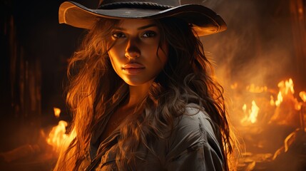 American Indian girl in a national costume with beads and feathers in her hair. Sunbeams and a horse. wild west theme. cover of a women's novel. Generative AI