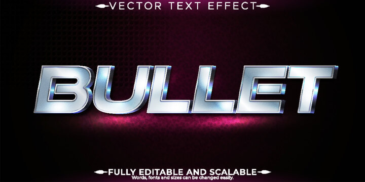 Metallic bullet text effect, editable shiny and elegant text style