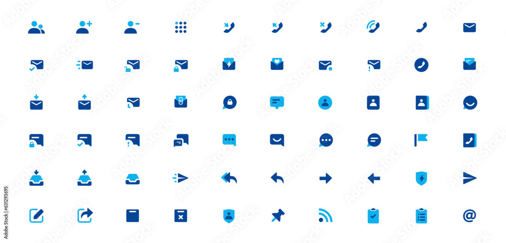 Aufkleber web icons set, communication icons pack. thin line, flat icon collection set. contact us web icons i