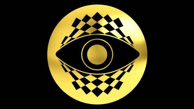 Crop Circles Eye Golden Animated, with ALPHA Channel (Transparent Background) In 4K Resolution