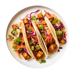 Delicious Plate of Tofu Tacos Isolated on a Transparent Background - obrazy, fototapety, plakaty
