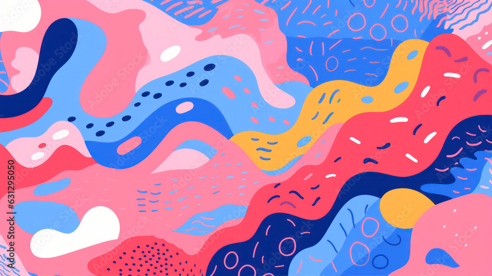 Aufkleber seamless pattern with abstract shapes and wavy textures. vector illustration.
