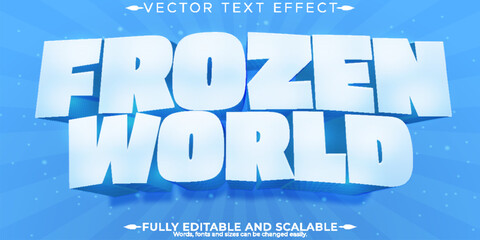 Frozen world text effect, editable ice and cold text style - obrazy, fototapety, plakaty