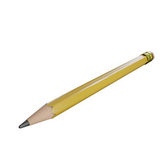 Yellow pencil with eraser isolated