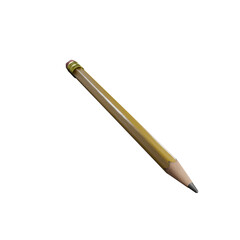 Yellow pencil with eraser isolated