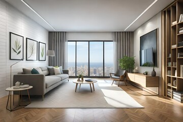 Fototapeta na wymiar modern living room interior generated by AI technology 