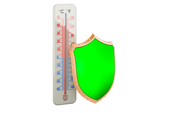 Thermometer with shield, 3D rendering