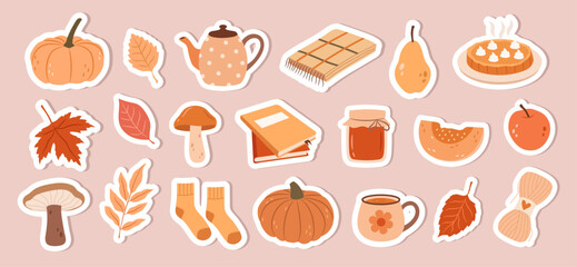 Cute autumn cozy stickers