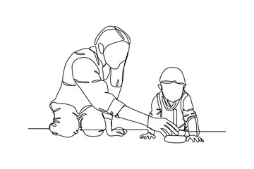 Baby sitter fun playing to play together, hand drawn doodles logo. Nanny minimalist concept. isolated vector illustration.