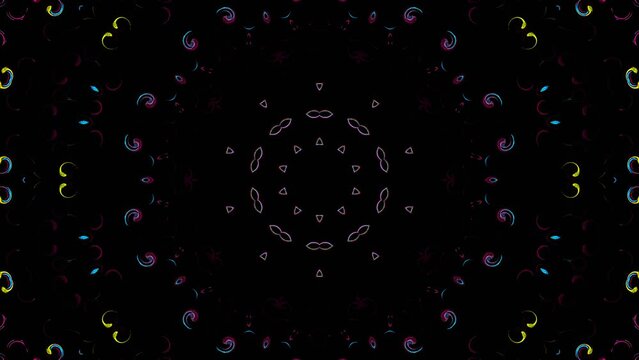 Abstract Kaleidoscope pattern with full colors. Magic mandala. 4k	