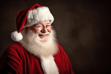 Cool happy Santa Claus looking at the camera in studio environment