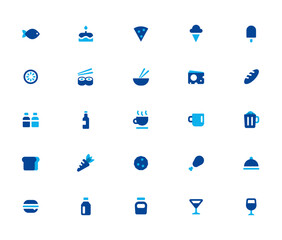 Food icon collection. Containing meal, restaurant, dishes and fruits icon. Vector illustration