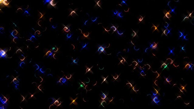3D Abstract shining bright lines set wave, colorful, black background	