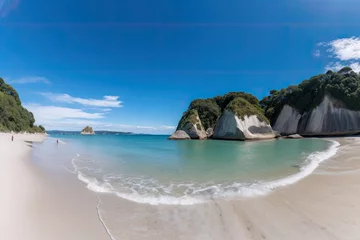 Fototapete Cathedral Cove Serene setting: Cathedral Cove beach in summer., generative IA