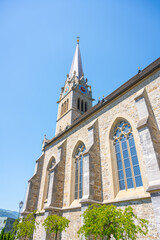 Fototapeta na wymiar Cathedral of St. Florin, neo-gothic church in Vaduz, Liechtenstein