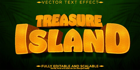 Troical island text effect; editable cartoon and funny text style