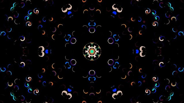Abstract Kaleidoscope pattern with full colors. Magic mandala. 4k	