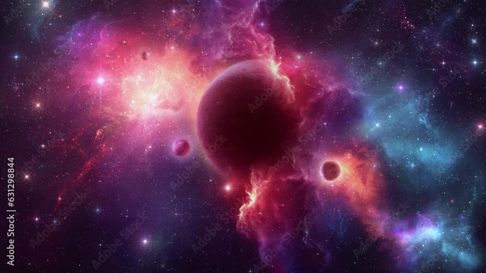 Wall mural planets of the deep space nebula - loop abstract fantasy landscape background wallpaper