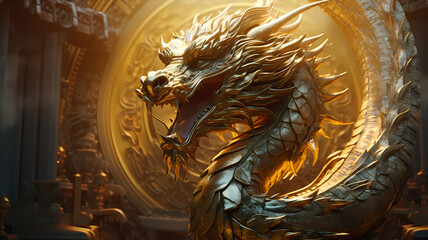 hand drawn beautiful metal texture gold chinese dragon illustration  © 俊后生